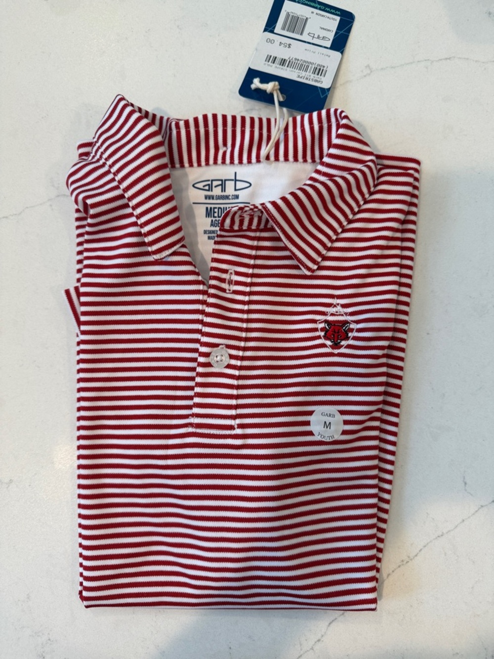 Garb Youth Red & White Striped Polo Shirt - Kids